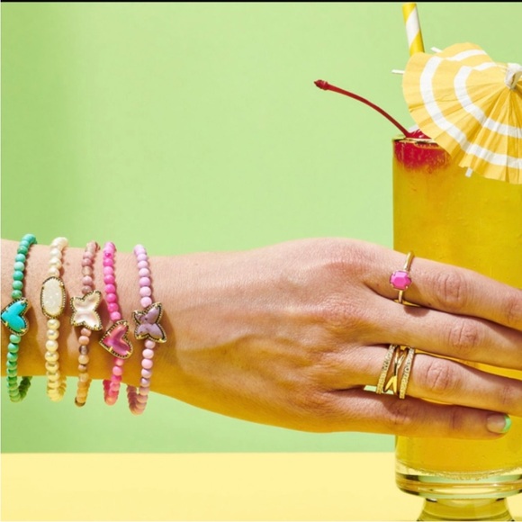 NWT Kendra Scott Beaded Lillia Gold Stretch Bracelet in Sea Green Chrysocolla - Picture 5 of 9